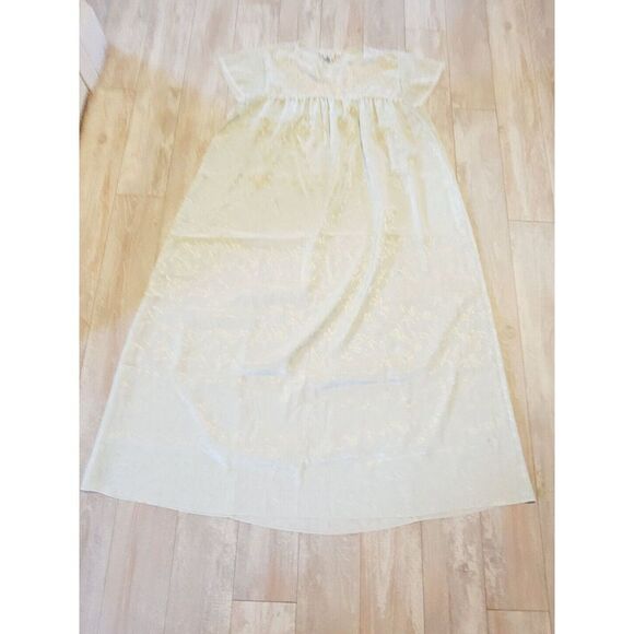 Oscar De‎ La Renta XL Nightgown Mint Green Satin Long 1980's Vintage Lace - Picture 2 of 6